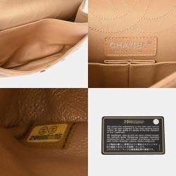 مملوكة مسبقًا Chanel Matelasse 2.55 Chain Shoulder Bag 23Cm Icon Charm Double Flap Beige Gold Calfskin