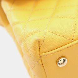 مملوكة مسبقًا Chanel Coco Handle Flap Matelasse Handbag In Calfskin Leather Yellow