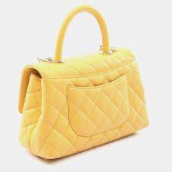 مملوكة مسبقًا Chanel Coco Handle Flap Matelasse Handbag In Calfskin Leather Yellow