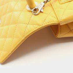 مملوكة مسبقًا Chanel Coco Handle Flap Matelasse Handbag In Calfskin Leather Yellow