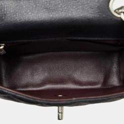 Pre Owned حقيبة شانيل كتف سلسلة ماتلاسيه صغيرة جلد أسود وفضي كافيار