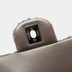 Pre Owned حقيبة كتف شانية شانيل علامة كوكو ماتيلسي صغيرة 20 سلسلة رمادي تويد جلد