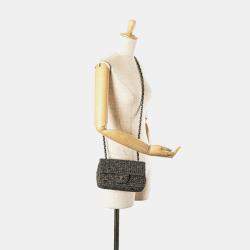 Pre Owned حقيبة كتف شانية شانيل علامة كوكو ماتيلسي صغيرة 20 سلسلة رمادي تويد جلد