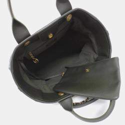 Pre Owned Chanel Deauville Black Leather Tote Bag