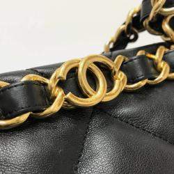 Pre Owned Chanel Coco Mark Cc Matelasse Small Shopping Bag Chain Shoulder Lambskin Black