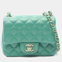 مملوكة مسبقًا Chanel Mini Matelasse Shoulder Bag Lambskin Leather Green