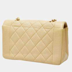 مملوكة مسبقًا Chanel Matelasse Coco Mark Diana Crossbody Chain Shoulder Bag In Beige Caviar Skin