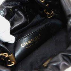 مملوكة مسبقًا Chanel 22 Mini 2-Way Chain Hand/Shoulder Bag In Black Leather