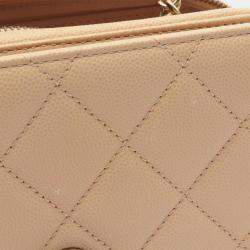 Pre Owned Chanel Matelasse Flap Mini Beige Calfskin Leather Shoulder Bag