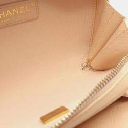 Pre Owned Chanel Matelasse Flap Mini Beige Calfskin Leather Shoulder Bag