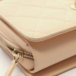 Pre Owned Chanel Matelasse Flap Mini Beige Calfskin Leather Shoulder Bag