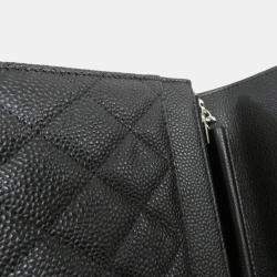 Pre Owned Chanel Timeless Classic Line Black Leather Chain Wallet