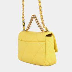 Pre Owned حقيبة شانيل كتف سلسلة شانيل19 ميتلاس كوكو مارك رفرف جلد حملان