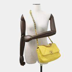 Pre Owned حقيبة شانيل كتف سلسلة شانيل19 ميتلاس كوكو مارك رفرف جلد حملان