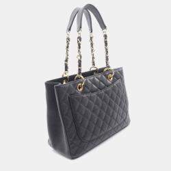 مملوكة مسبقًا حقيبة شانيل جراندي شوبينج جلد عجل سوداء GST ماتلاسليه