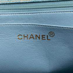 Pre Owned Chanel Coco Mark Quilted Handbag With Top Handles Light Blue Denim