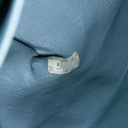 Pre Owned Chanel Coco Mark Quilted Handbag With Top Handles Light Blue Denim