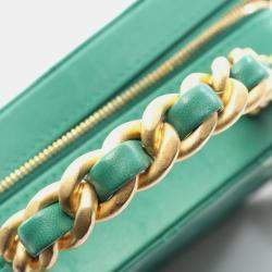 Pre Owned Chanel Matelasse Shoulder Bag Lambskin Leather Green