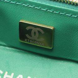 Pre Owned Chanel Matelasse Shoulder Bag Lambskin Leather Green