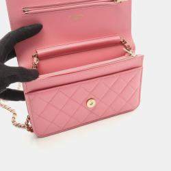 Pre Owned حقيبة شانيل ماتيلسي كتف جلد الحملان الوردي