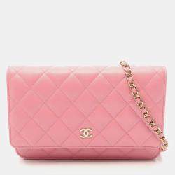 Pre Owned حقيبة شانيل ماتيلسي كتف جلد الحملان الوردي