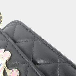 Pre Owned محفظة بسلسلة شانيل جلد أسود