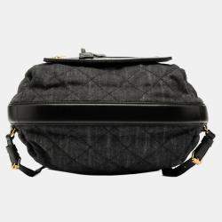 مملوكة مسبقًا Chanel Coco Mark Matelasse Backpack Black Denim Leather