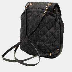 مملوكة مسبقًا Chanel Coco Mark Matelasse Backpack Black Denim Leather