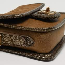 Pre Owned حقيبة يد شانييل باريس-بومباي العودة إلى المدرسة ميني زيتوني/معدني بشبكة قزحية وجلد كافيار كروس بودي