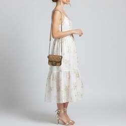 Pre Owned حقيبة يد شانييل باريس-بومباي العودة إلى المدرسة ميني زيتوني/معدني بشبكة قزحية وجلد كافيار كروس بودي