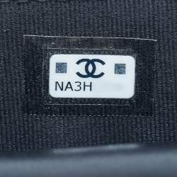 Pre Owned Chanel Black Quilted Caviar Leather Phone Holder Crossbody Bag