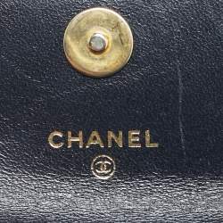 Pre Owned Chanel Black Quilted Caviar Leather Phone Holder Crossbody Bag