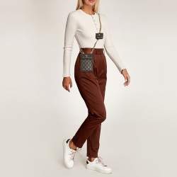 Pre Owned Chanel Black Quilted Caviar Leather Phone Holder Crossbody Bag