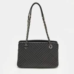 Pre Owned حقيبة شانيل جلد شيفرون أسود كروس للكتف