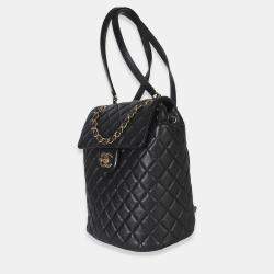 Pre Owned Chanel Urban Spirit Quilted Small Black Lambskin Leather Backpack