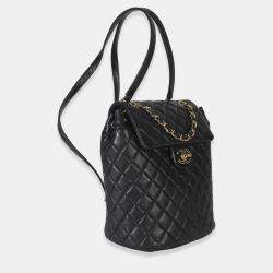 Pre Owned Chanel Urban Spirit Quilted Small Black Lambskin Leather Backpack