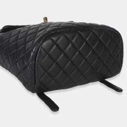 Pre Owned Chanel Urban Spirit Quilted Small Black Lambskin Leather Backpack