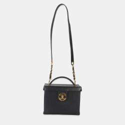 Pre Owned علبة شانيل فانتيج سوداء كافيار 24K لوازم السفر