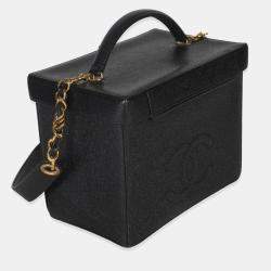 Pre Owned علبة شانيل فانتيج سوداء كافيار 24K لوازم السفر