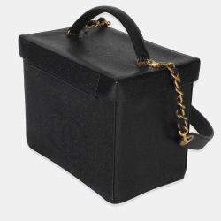 Pre Owned علبة شانيل فانتيج سوداء كافيار 24K لوازم السفر