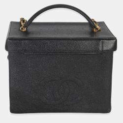 Pre Owned علبة شانيل فانتيج سوداء كافيار 24K لوازم السفر