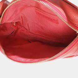 Pre Owned Chanel Pink Crumpled Glazed Quilted Lambskin Front Pocket Belt Bag