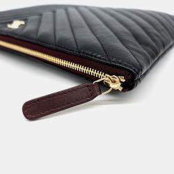 مملوكة مسبقًا حقيبة كلتش شانيل جلد كافيار شيفرون أسود وسط جديد