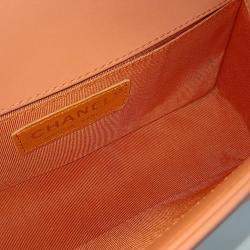 Pre Owned Chanel Orange Leather Boy Bag Small