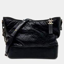 Pre Owned Chanel Black Leather Gabrielle Hobo Bag Large