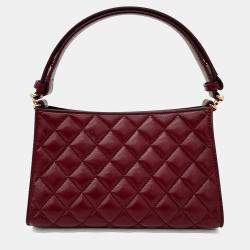 Pre Owned Chanel Red Leather hobo bag