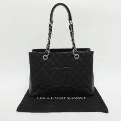 مملوكة مسبقًا حقيبة شانيل جلد كافيار مبطن أزرق GST توت