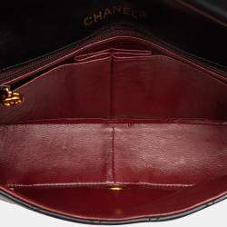 مملوكة مسبقًا حقيبة شانيل راب كاملة جلد خروف مستوية سوداء متوسطة