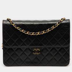 مملوكة مسبقًا Chanel Black Medium CC Quilted Lambskin Single Flap