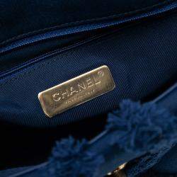 Pre Owned Chanel Blue Medium Canvas and Cotton 19 Flap
